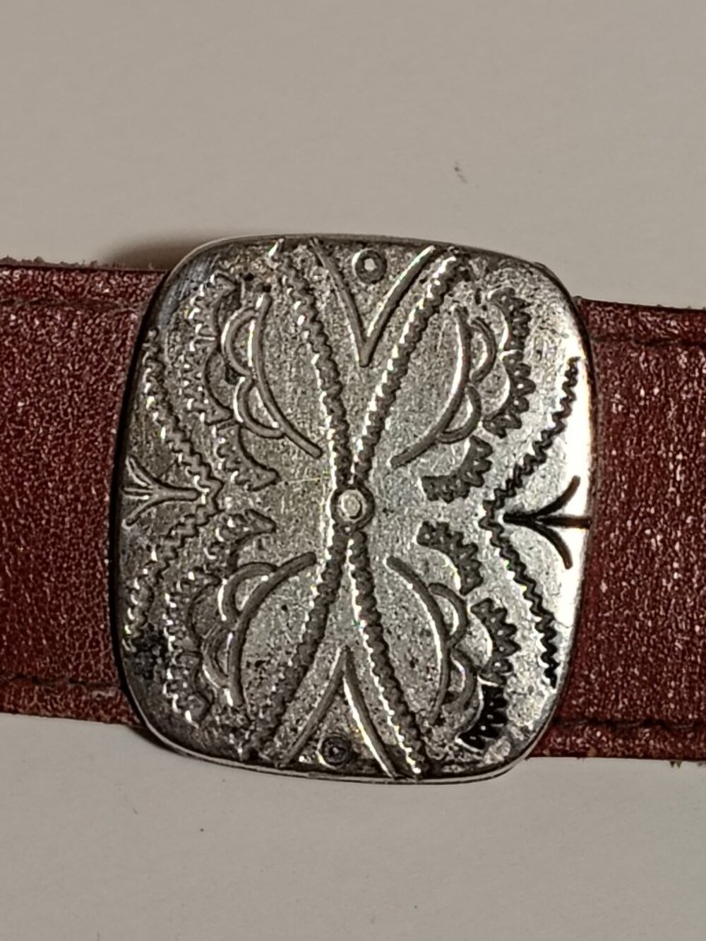 Latigo Western Concho Belt Full Grain Leather Brown Vintage Large Boho Festival - Picture 6 of 12